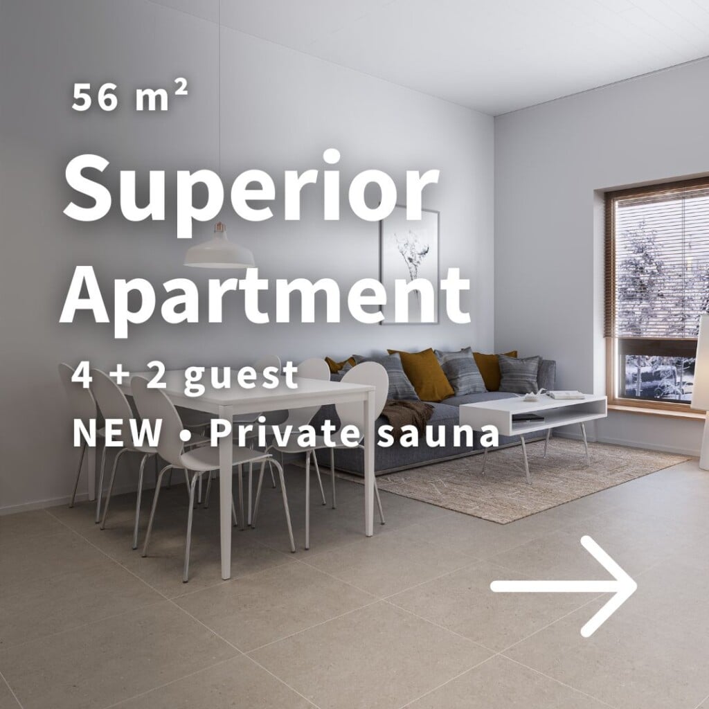 Rukariutta Superior Apartment
56 m2, accommodates 4 + 2 guests
New - Opening November 2026
Private sauna